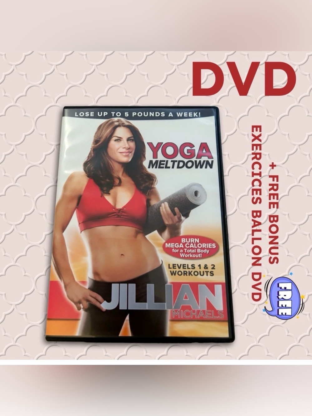 💿2/12$ 👍GUC DVD Jillian Micheals YOGA MELDOWN + 🆓 Bonus DVD exercises on ball